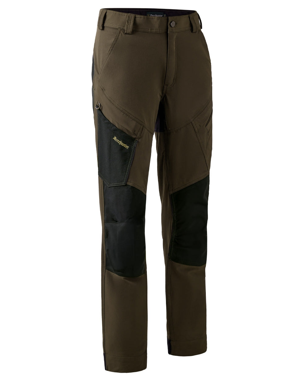 Bark Green Black coloured Deerhunter Northward Trousers on White Background #colour_bark-green-black