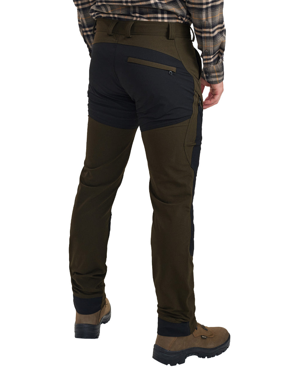 Bark Green Black coloured Deerhunter Northward Trousers on White Background #colour_bark-green-black