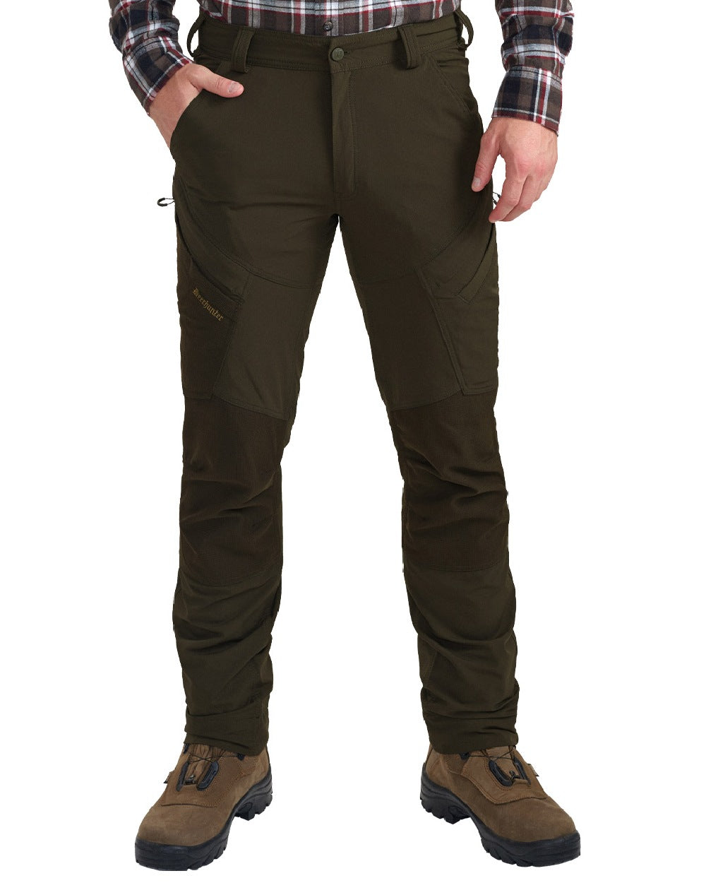 Bark Green coloured Deerhunter Northward Trousers on White Background #colour_bark-green