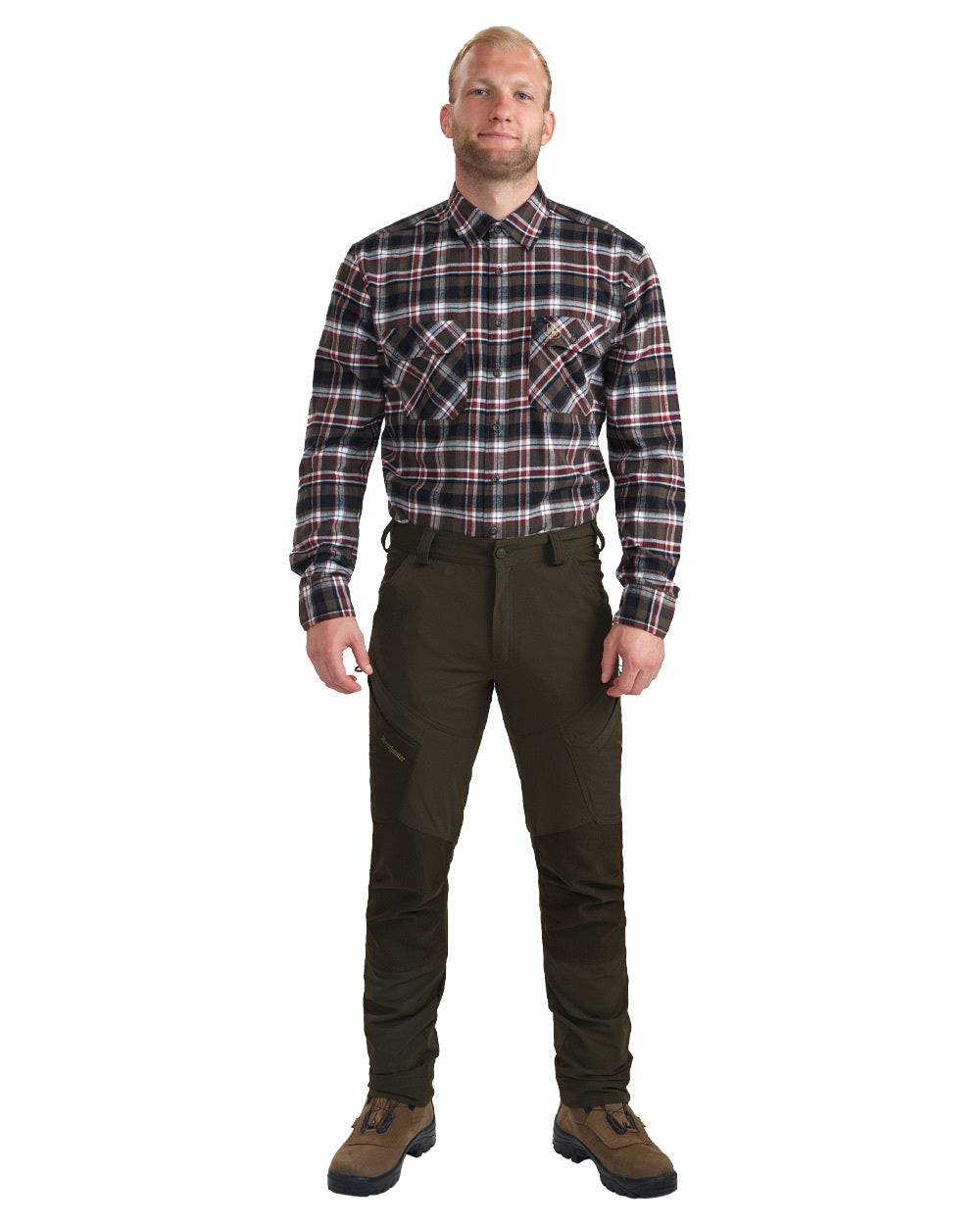 Bark Green coloured Deerhunter Northward Trousers on White Background #colour_bark-green