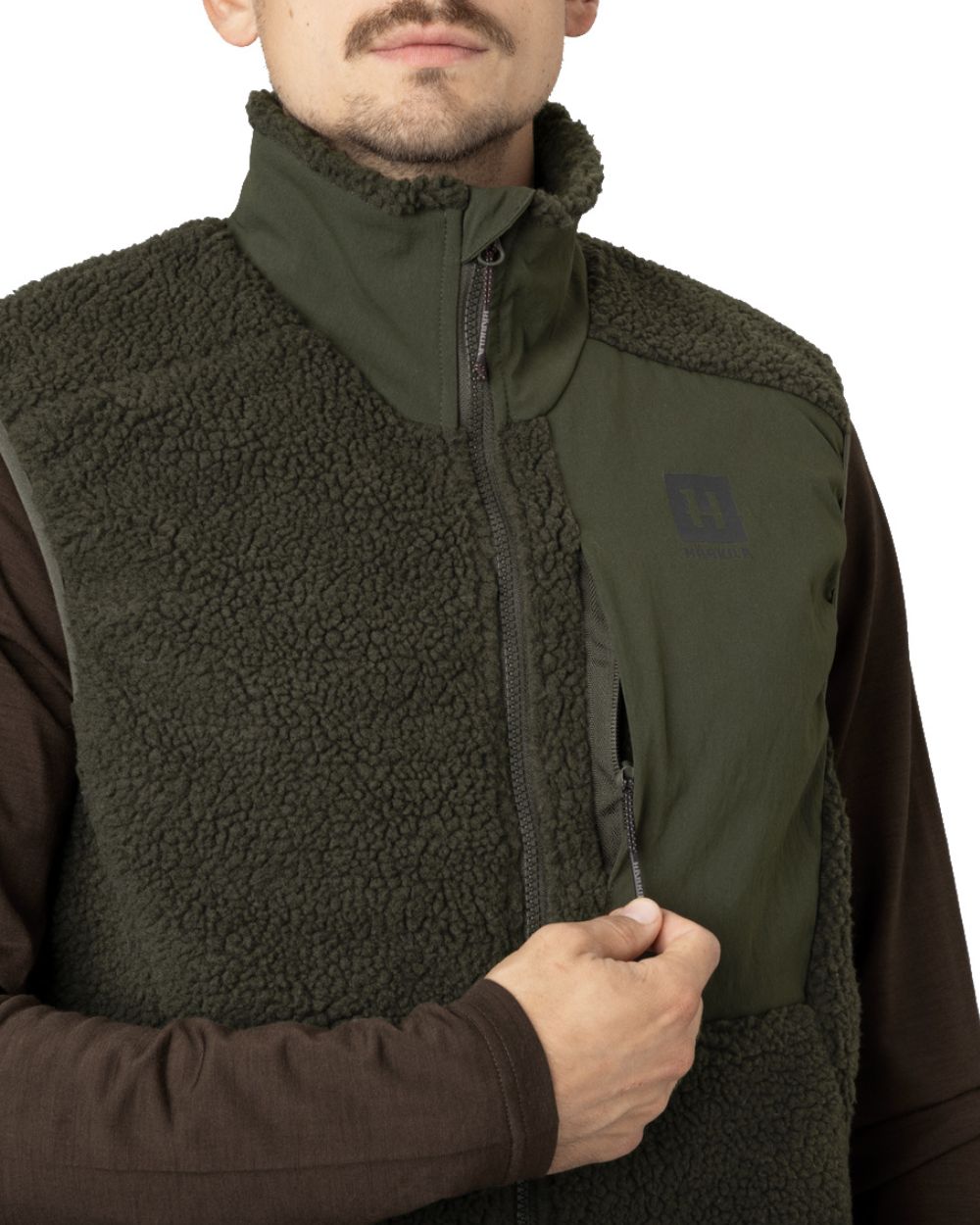 Rosin Coloured Harkila Fjell Polar Waistcoat on white background #colour_rosin