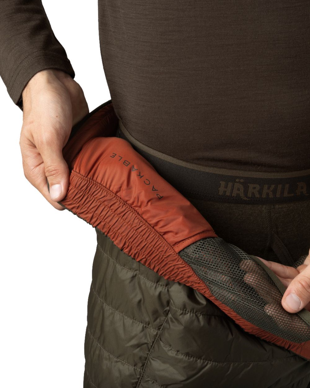 Willow Green Coloured Harkila Logmar Insulated Packable Knee Breeches on white background #colour_willow-green