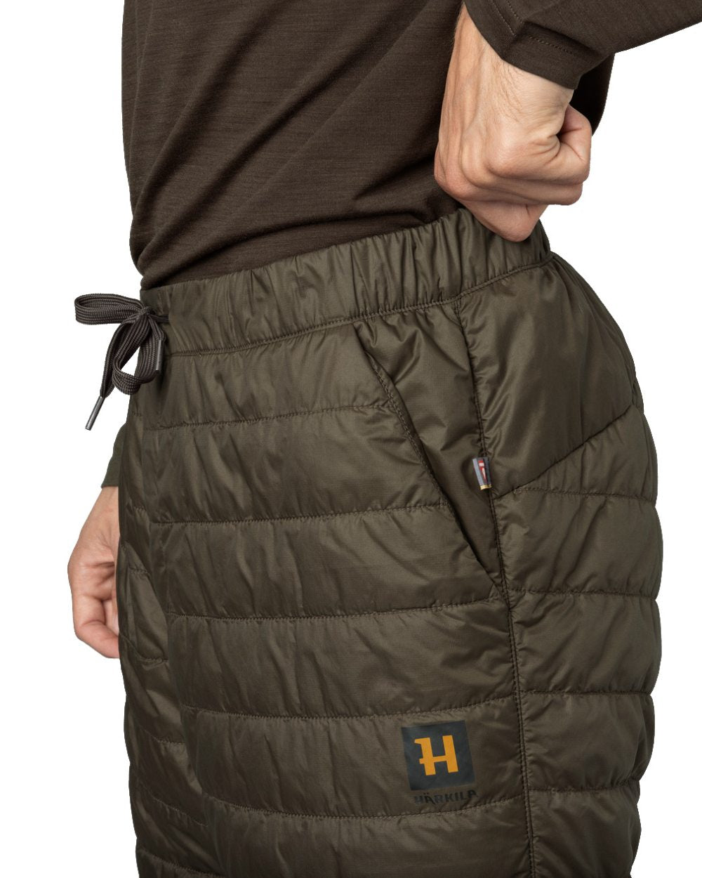 Willow Green Coloured Harkila Logmar Insulated Packable Knee Breeches on white background #colour_willow-green