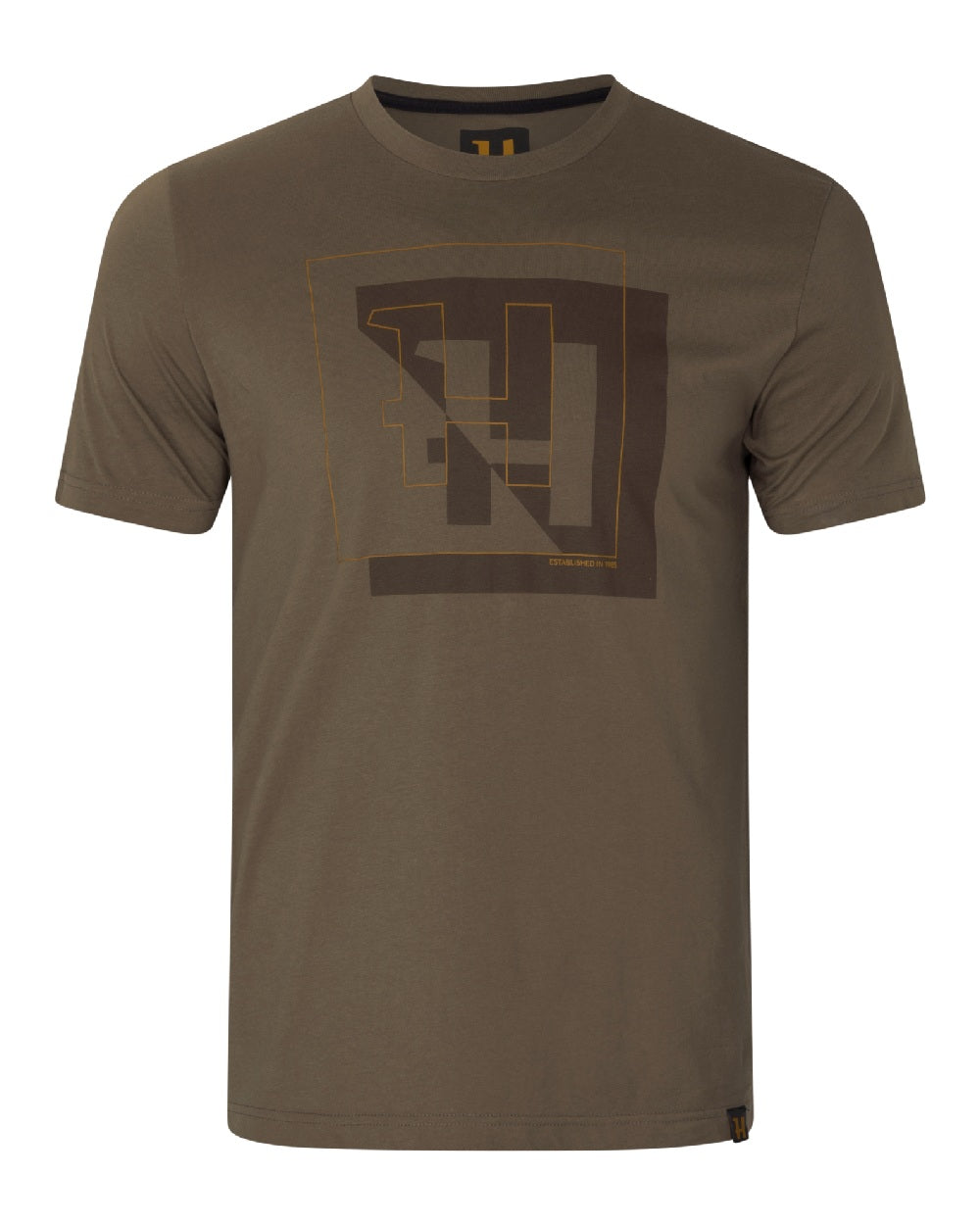 Major Brown Coloured Harkila Mens H-logo Short Sleeve T-Shirt on White Backgroud
#colour_major-brown