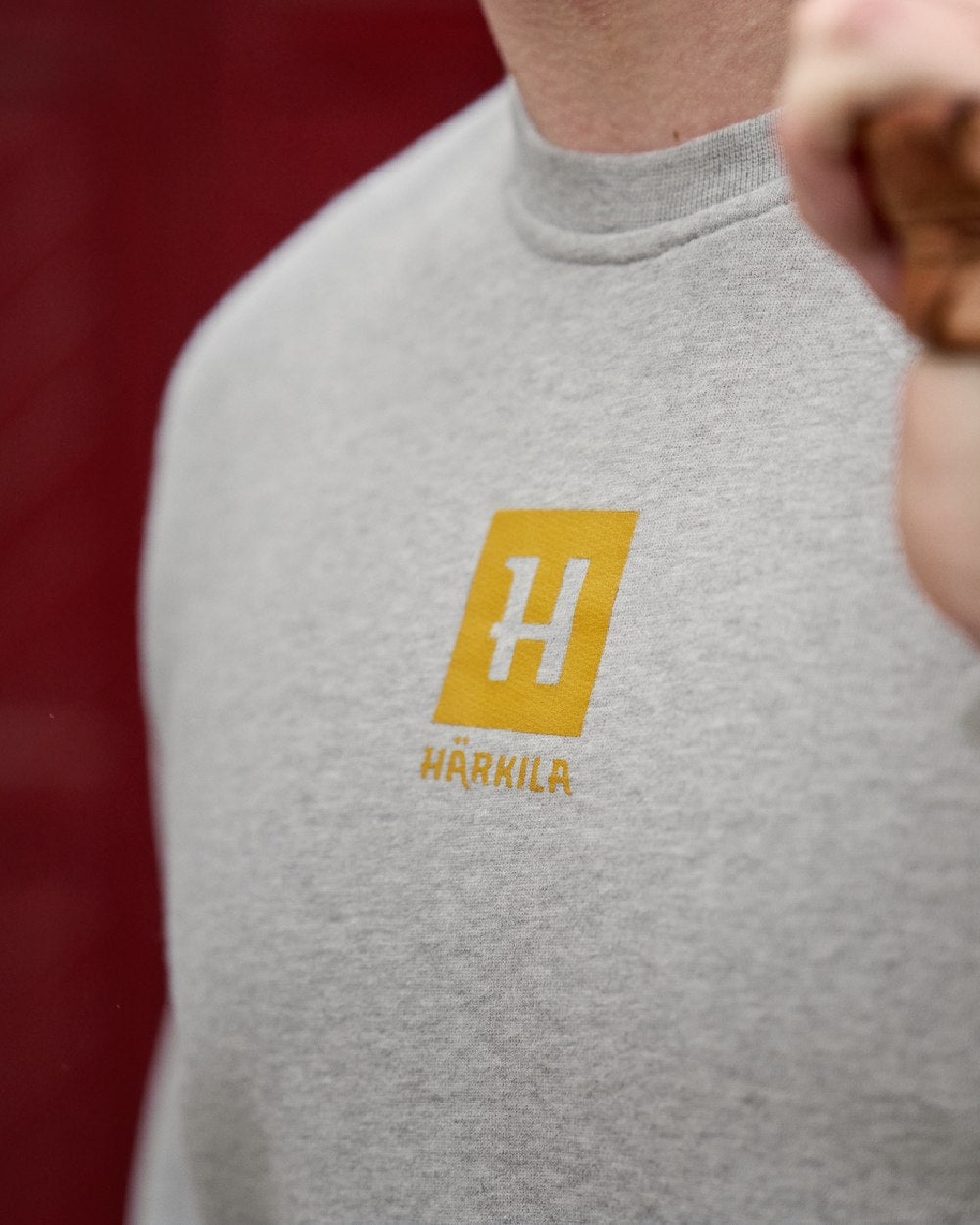 Grey Melange Coloured Harkila Mens Instinct Melange Sweatshirt  Close up
#colour_grey-melange