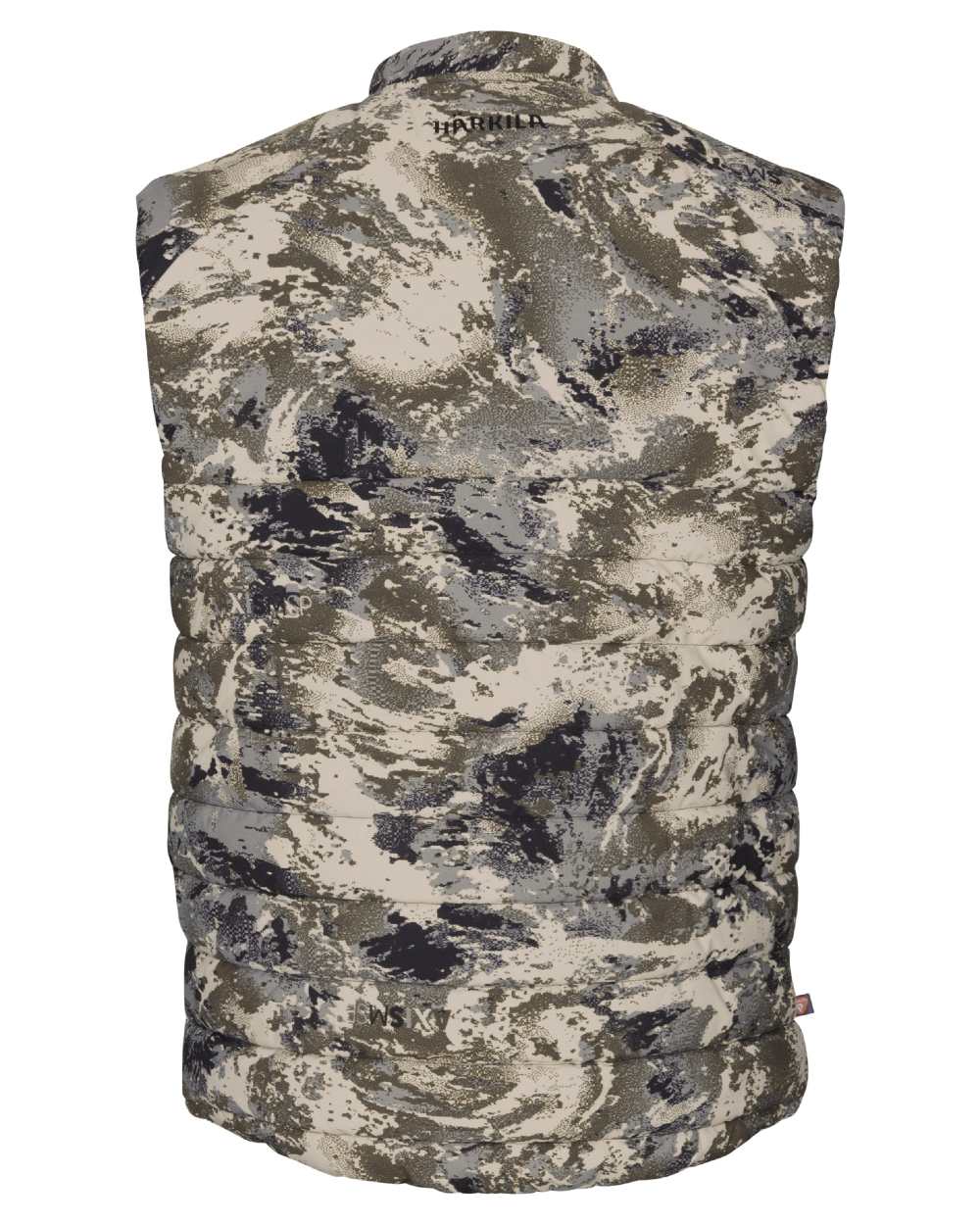 AXIS Mountain Coloured Harkila Camo HSP Insulated Waistcoat on white background #colour_axis-mountain