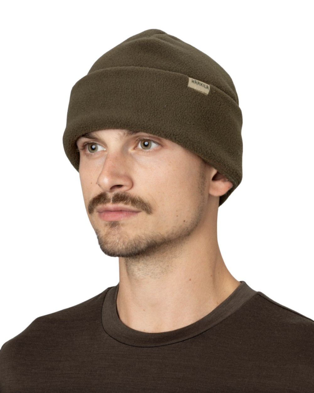 Willow Green Coloured Harkila Trygve Beanie on white background #colour_willow-green
