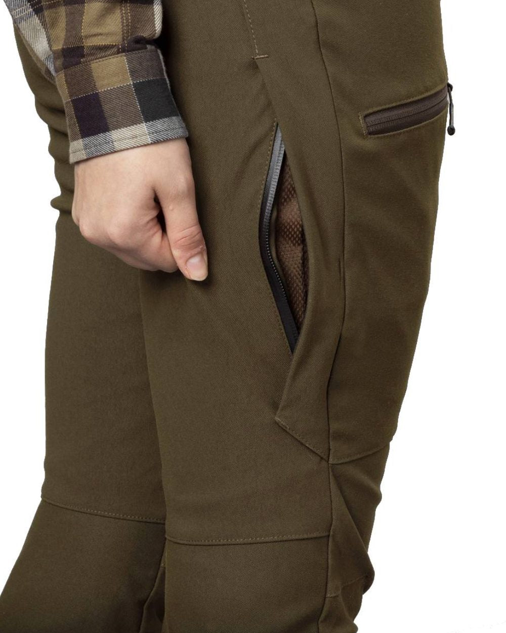 Willow Green Coloured Harkila Womens Pro Hunter GTX Trousers on white background #colour_willow-green