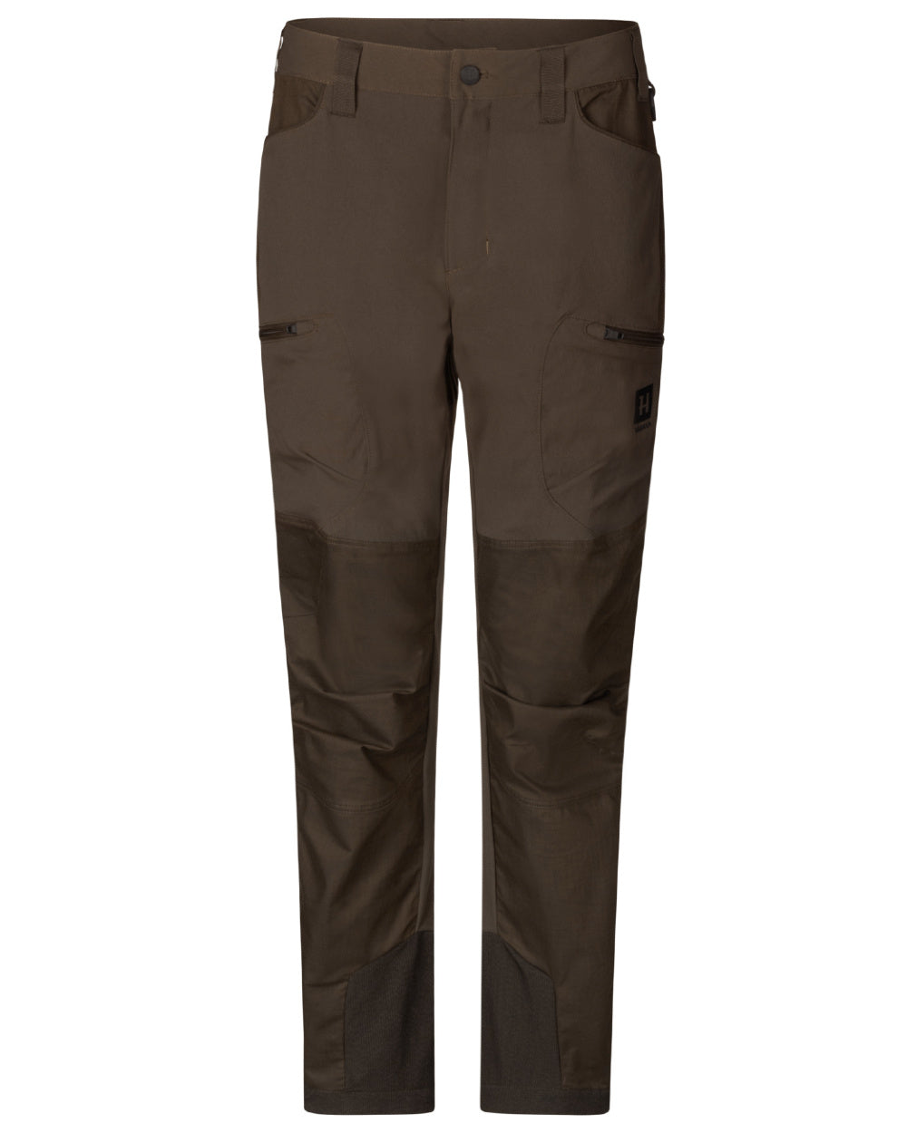 Slate Brown Willow Green Coloured Harkila Womens Runa Pants on white background #colour_slate-brown-willow-green
