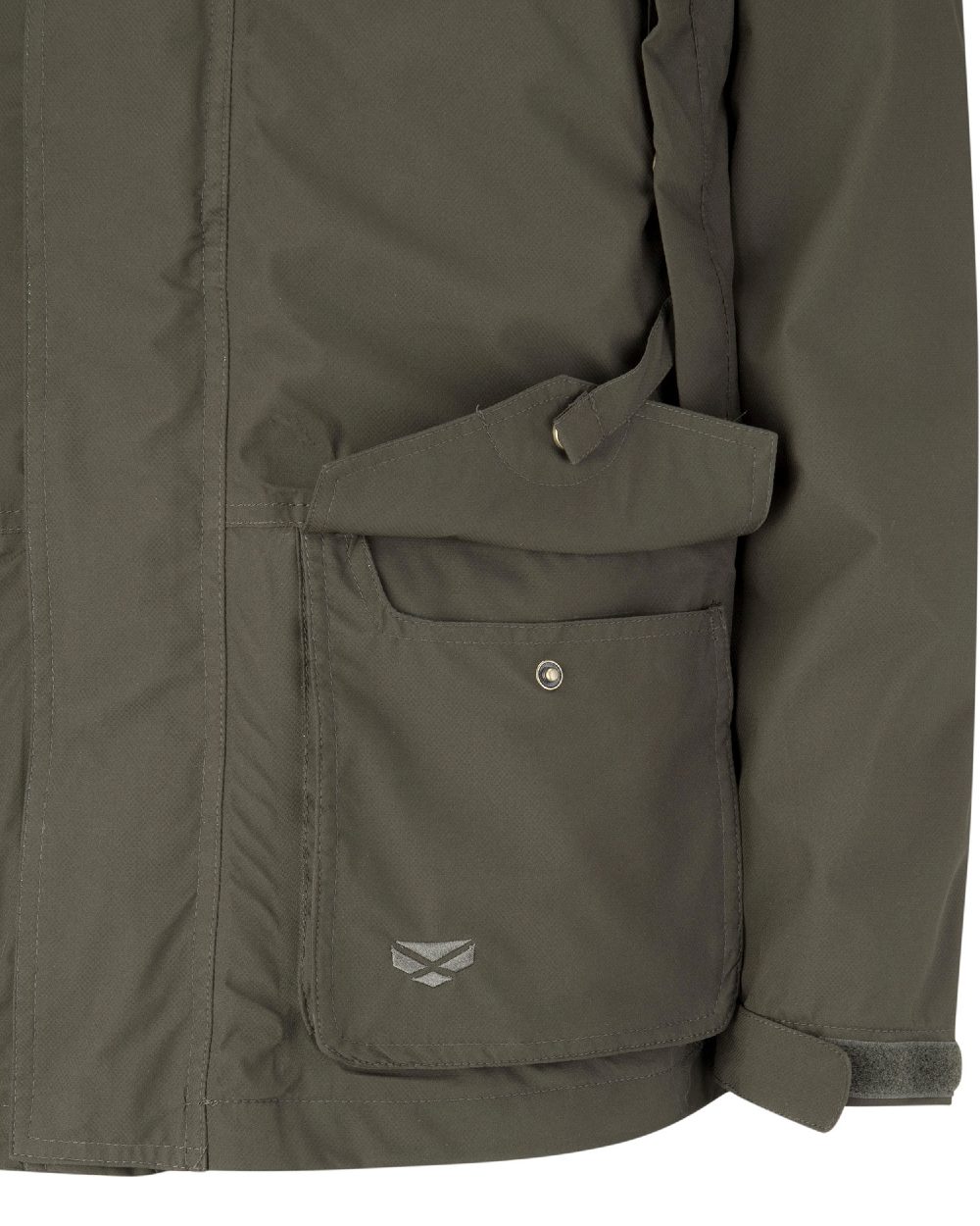 Fen Green Coloured Hoggs of Fife Culloden Waterproof Field Jacket on white background #colour_fen-green