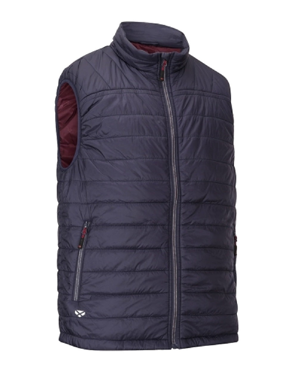 Navy/Merlot coloured Hoggs of Fife Kingston Rip-Stop Gilet on white background #colour_navy-merlot