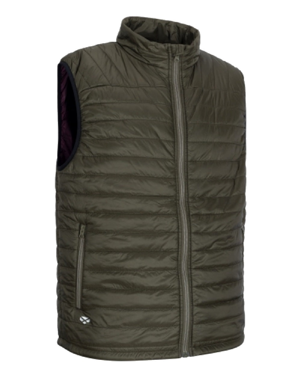 Olive/Merlot coloured Hoggs of Fife Kingston Rip-Stop Gilet on white background #colour_olive-merlot