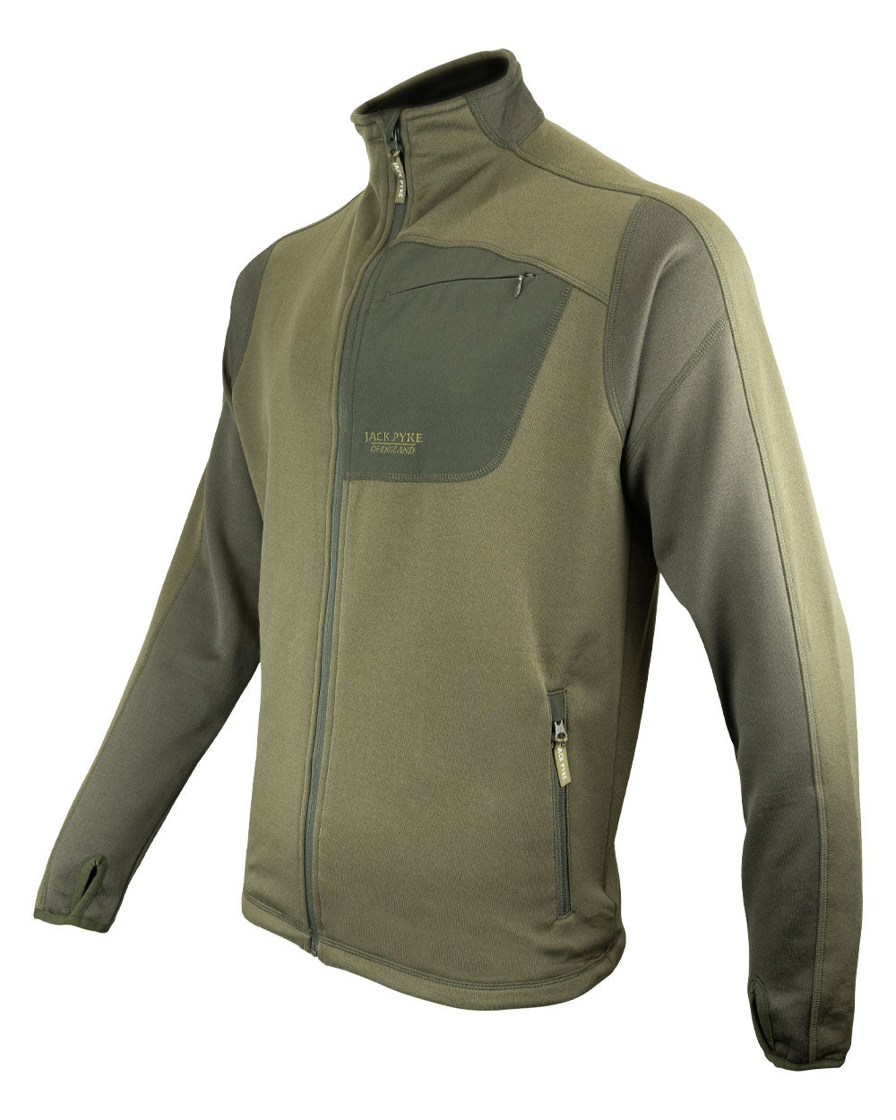 Green coloured Jack Pyke Ashcombe Technical Fleece on White background #colour_green