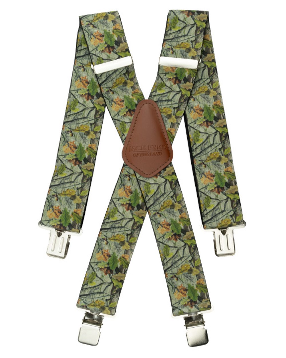 Camo coloured Jack Pyke Elasticated Braces on white background #colour_camo