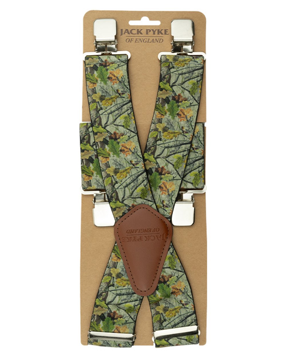 Camo coloured Jack Pyke Elasticated Braces on white background #colour_camo
