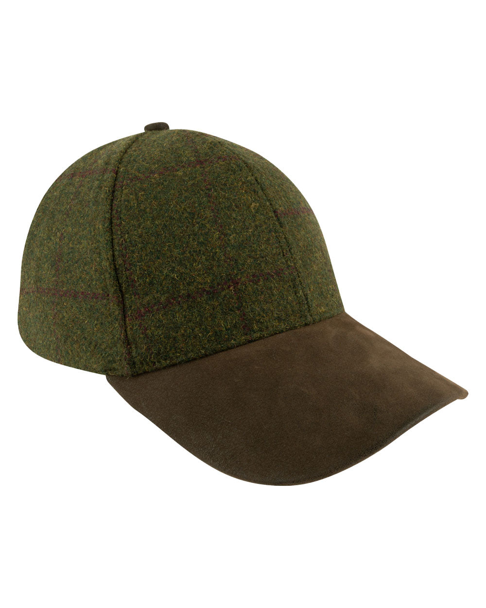 Green coloured Jack Pyke Lowland Tweed Baseball Hat on White Background #colour_green