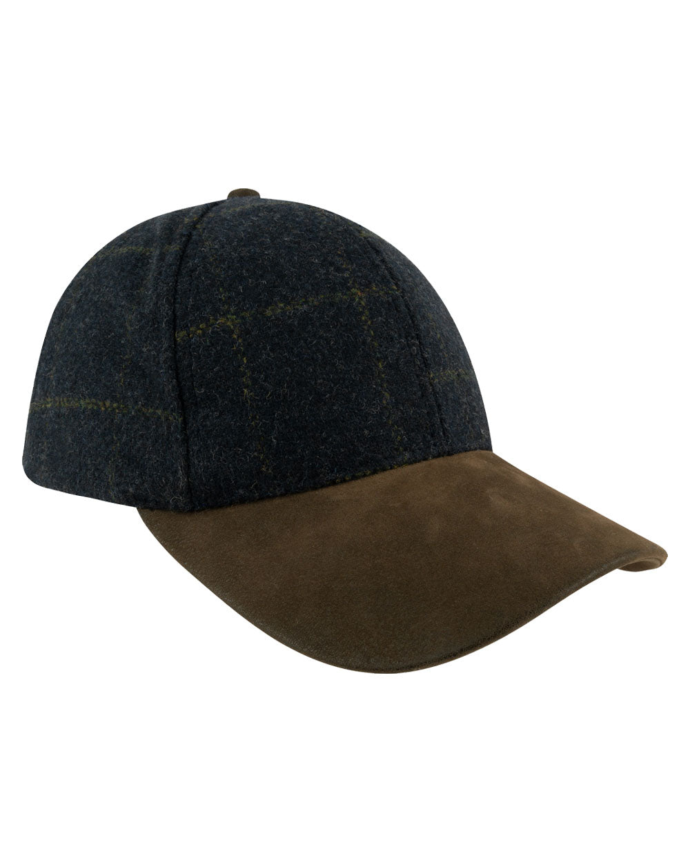 Navy coloured Jack Pyke Lowland Tweed Baseball Hat on White Background #colour_navy