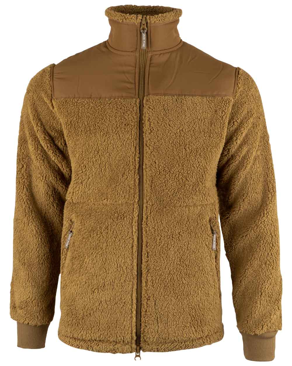 Camel coloured Jack Pyke Sherpa Fleece Jacket Gen 2 on white background #colour_camel
