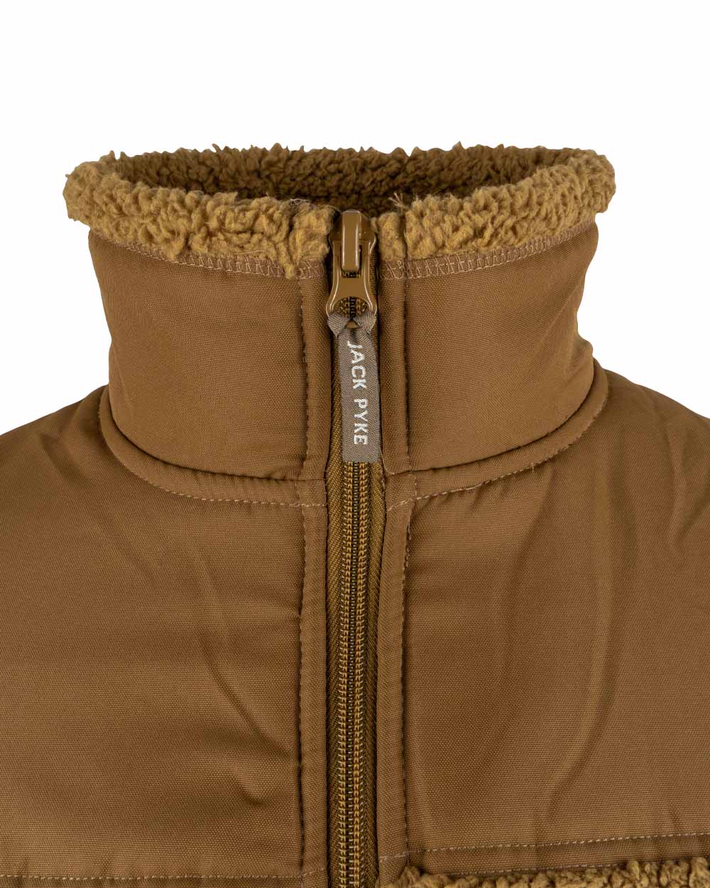 Camel coloured Jack Pyke Sherpa Fleece Jacket Gen 2 on white background #colour_camel