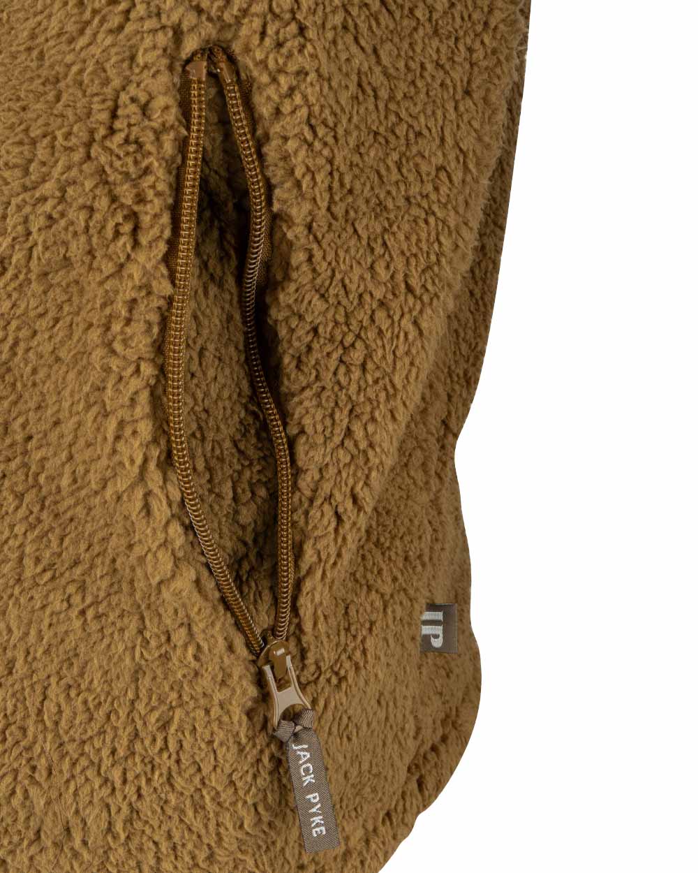 Camel coloured Jack Pyke Sherpa Fleece Jacket Gen 2 on white background #colour_camel