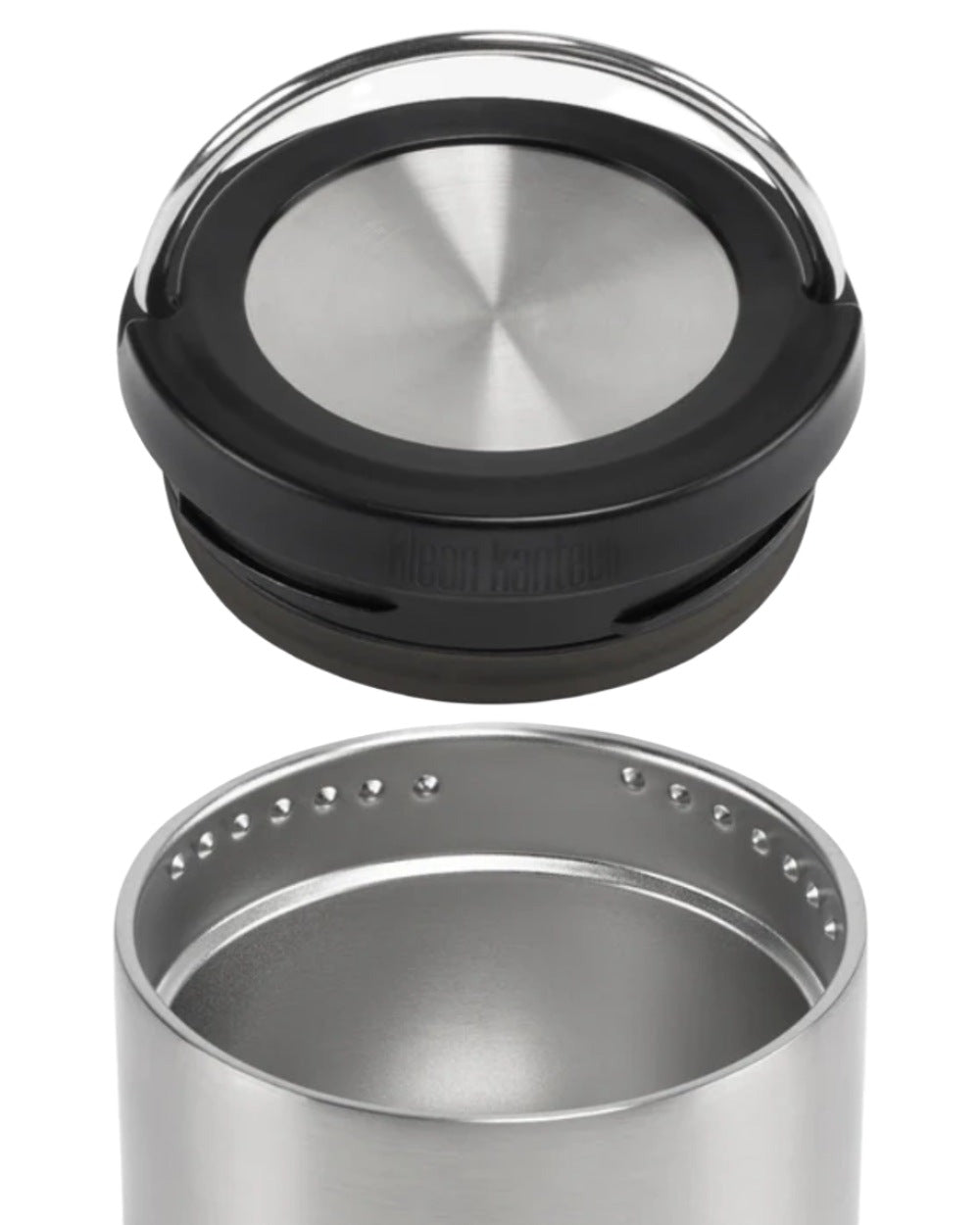 Brushed Stainless Coloured Klean Kanteen Insulated TKCanister On A White Background #colour_brushed-stainless