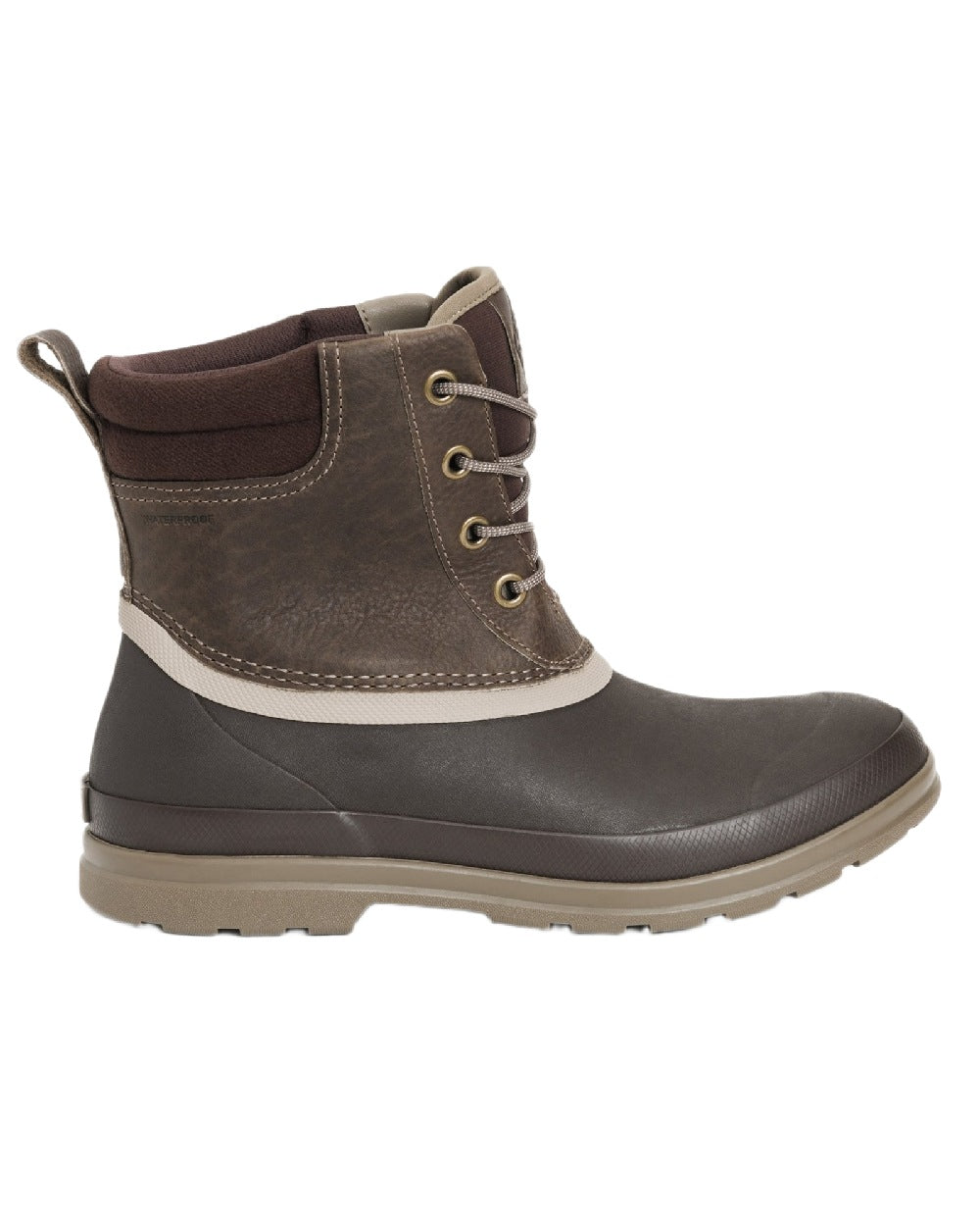 Taupe Coloured Muck Boots Mens Originals Duck Lace-Up Leather Short Boots on White Background
#colour_taupe
