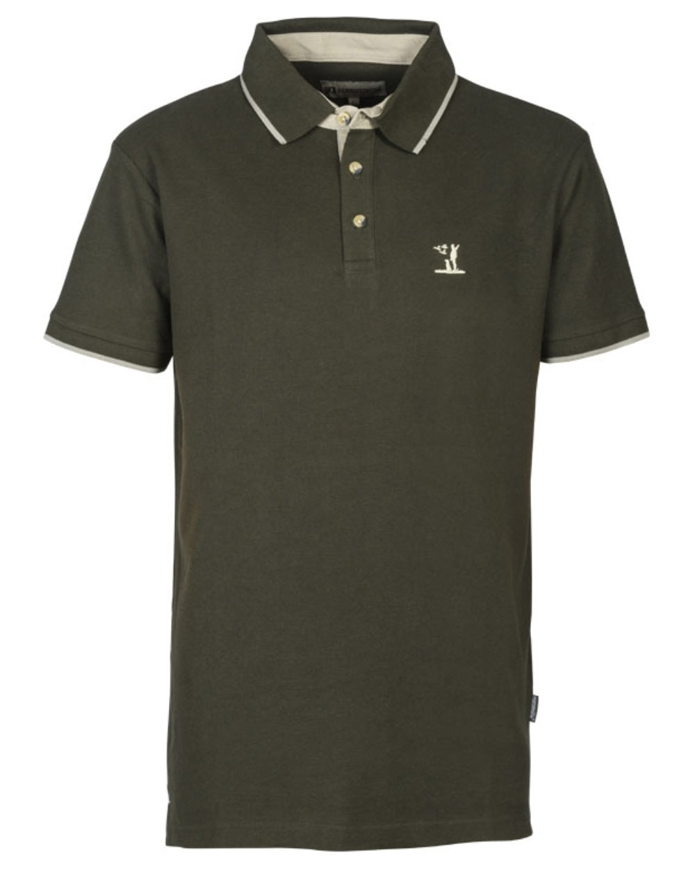 Khaki Coloured Percussion Embroidered Polo Shirt On A White Background #colour_khaki