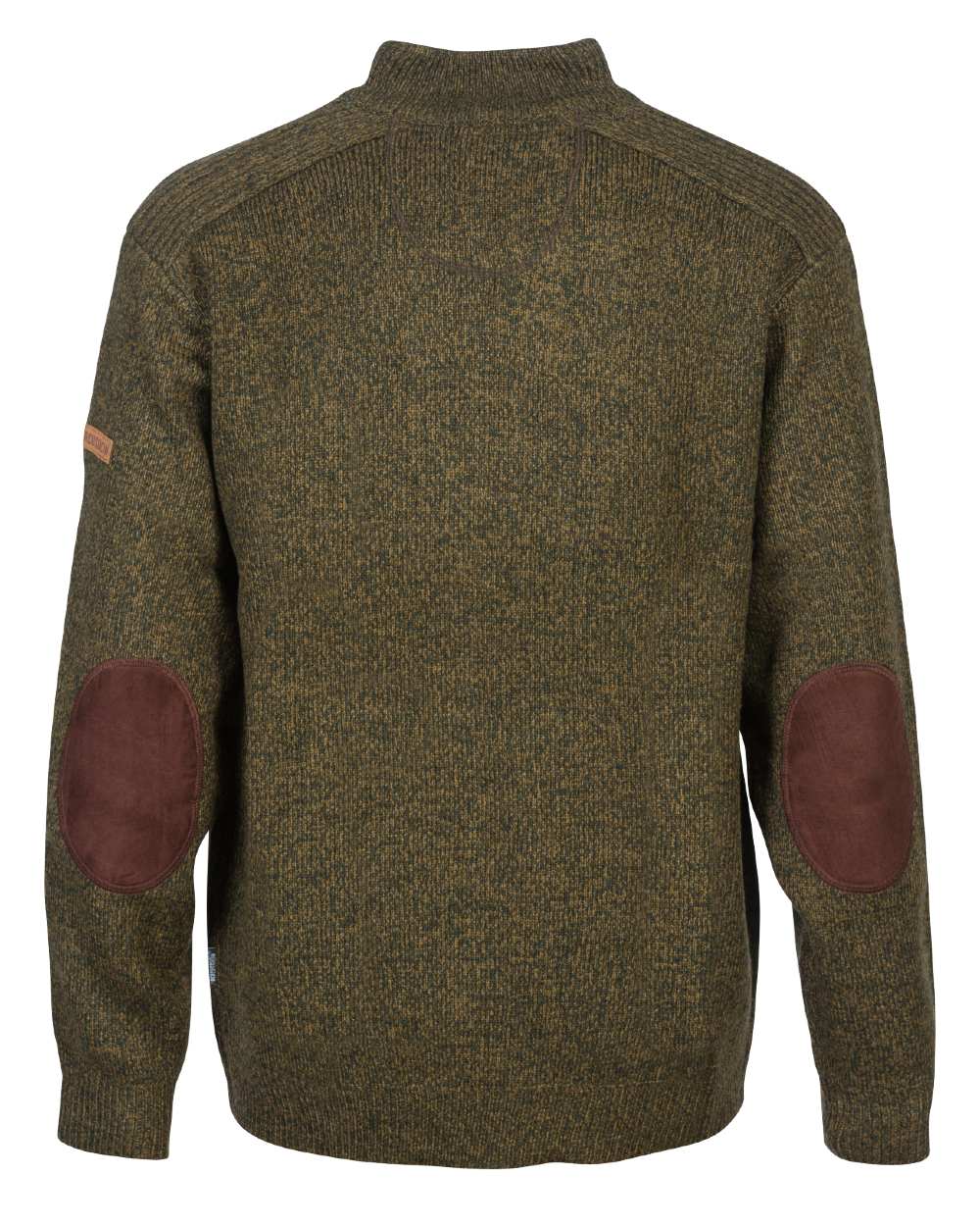 Khaki coloured Percussion Zip Neck Hunting Pullover on white background #colour_khaki