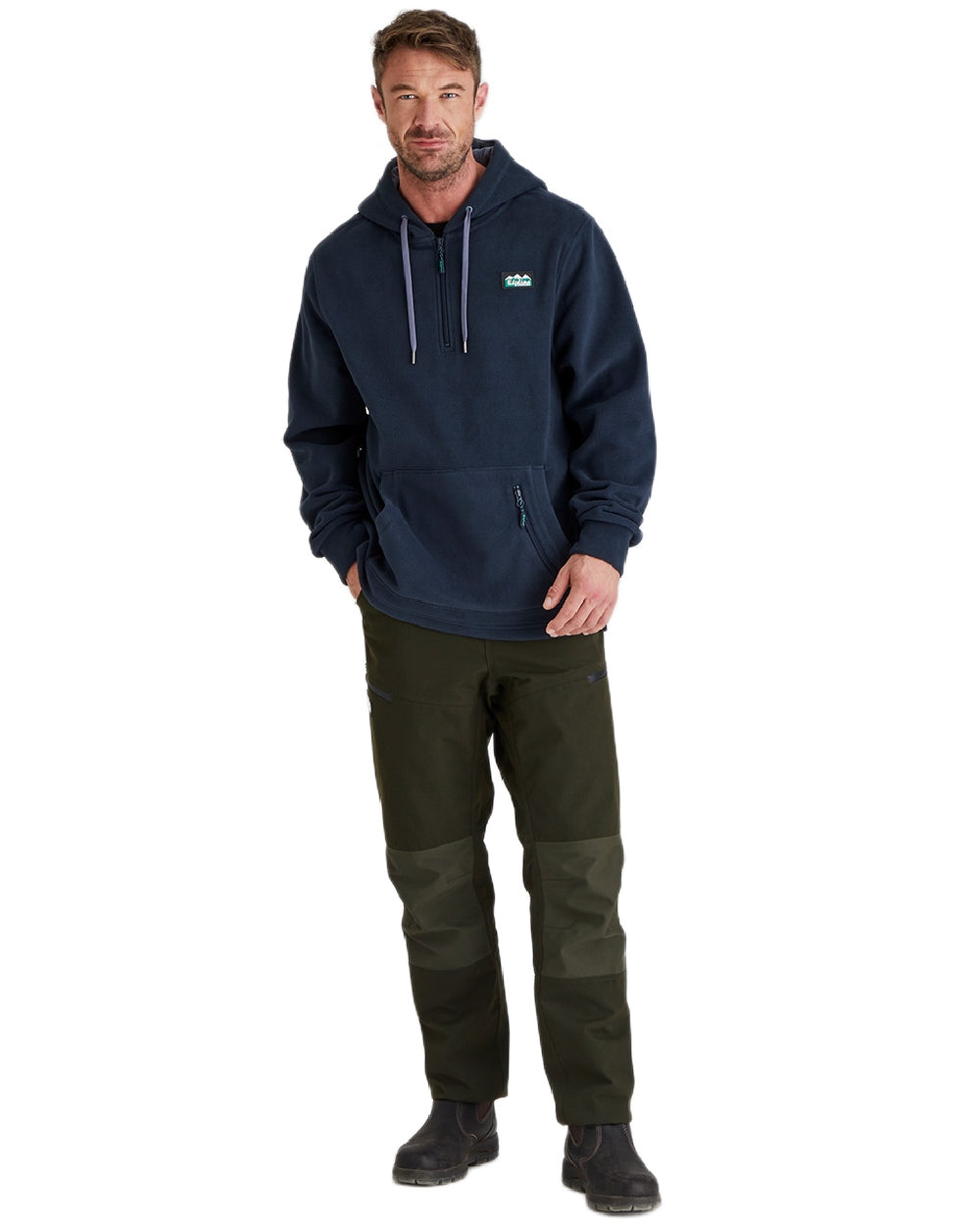 Navy Coloured Ridgeline Ballistic Hoodie On A White Background #colour_navy