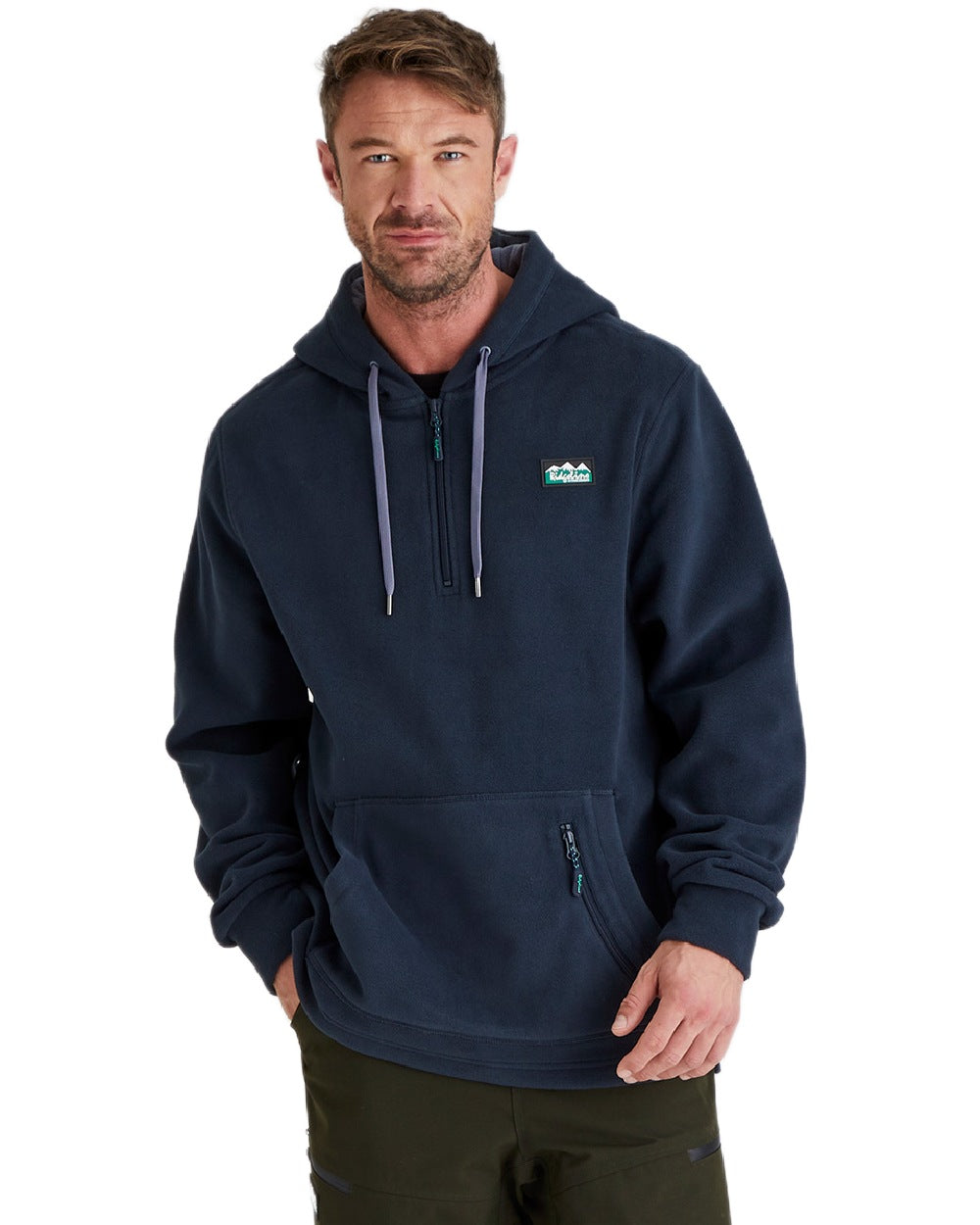 Navy Coloured Ridgeline Ballistic Hoodie On A White Background #colour_navy