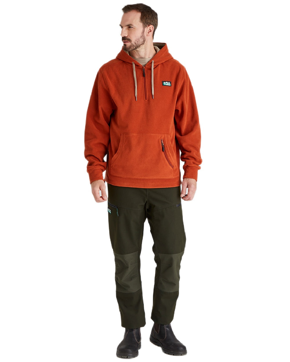 Russet Coloured Ridgeline Ballistic Hoodie On A White Background #colour_russet