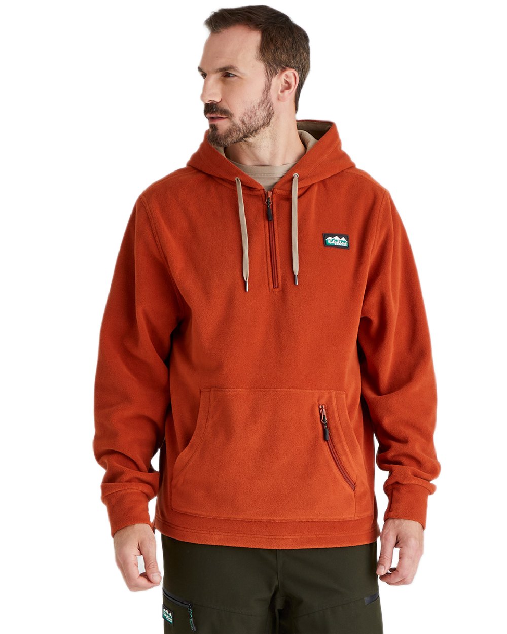Russet Coloured Ridgeline Ballistic Hoodie On A White Background #colour_russet