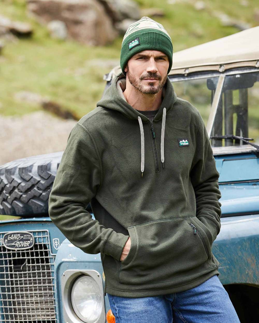 Deep Forest Coloured Ridgeline Ballistic Hoodie On A Street Background #colour_deep-forest