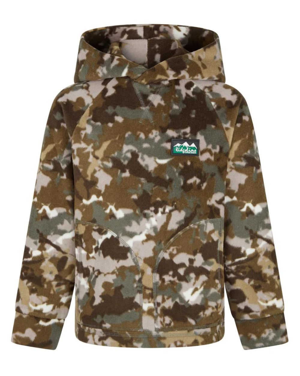 BDU Camo Coloured Ridgeline Childrens Northern Pines Fleece Hoodie On A White Background #colour_bdu-camo