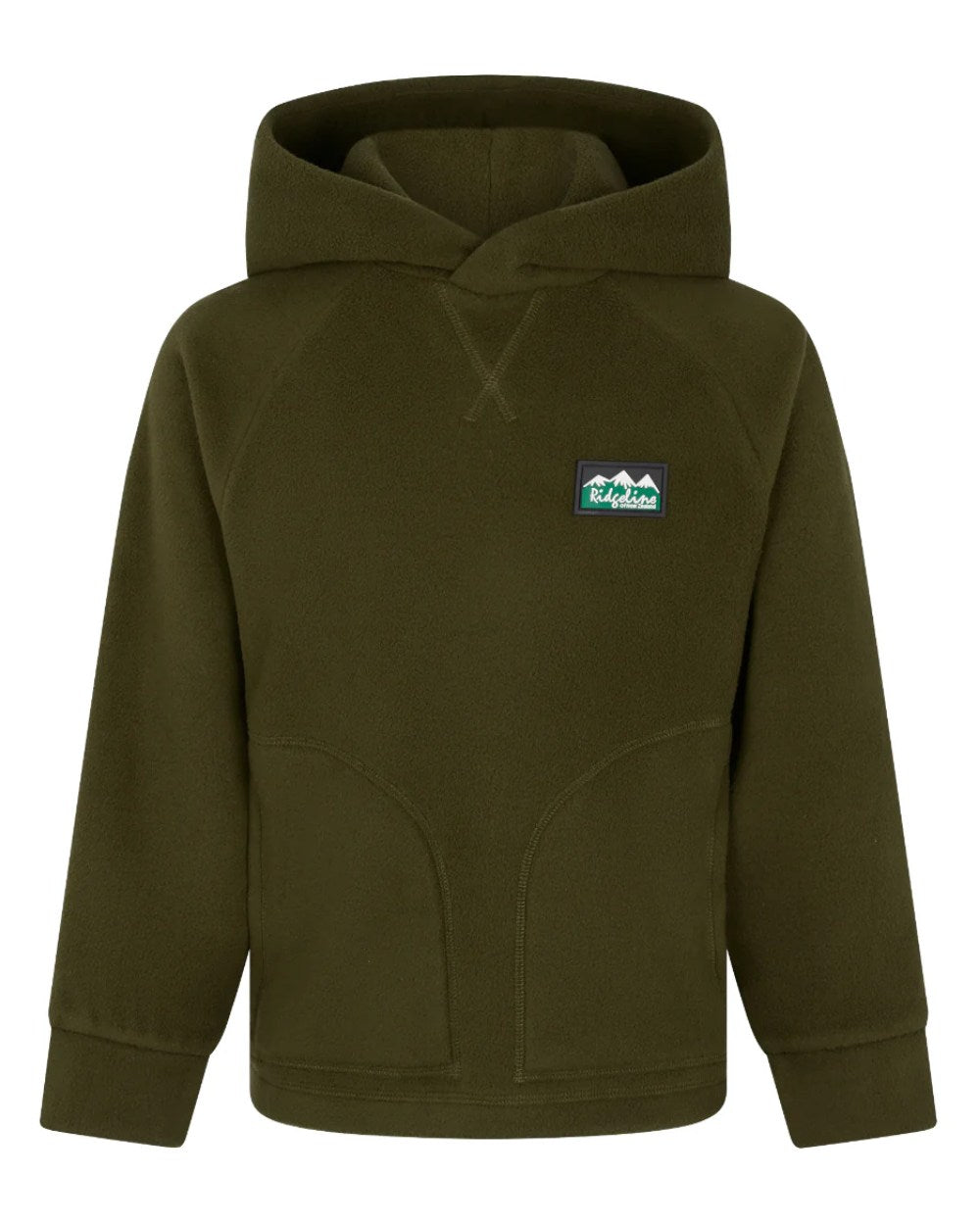 Deep Forest Coloured Ridgeline Childrens Northern Pines Fleece Hoodie On A White Background #colour_deep-forest