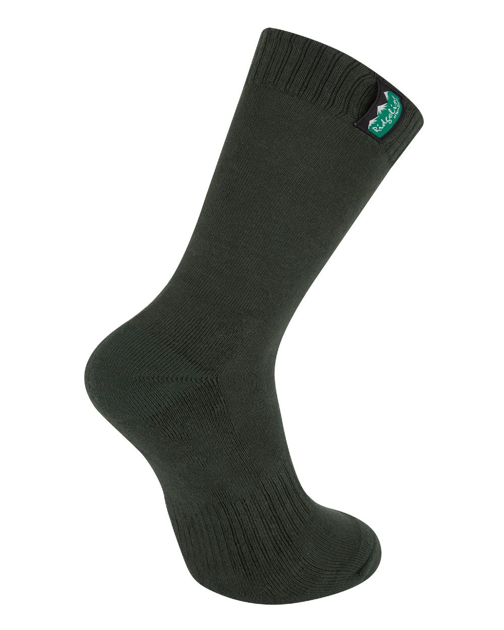 Olive Multi Coloured Ridgeline Cotton Work Socks Mid Length On A White Background #colour_olive-multi