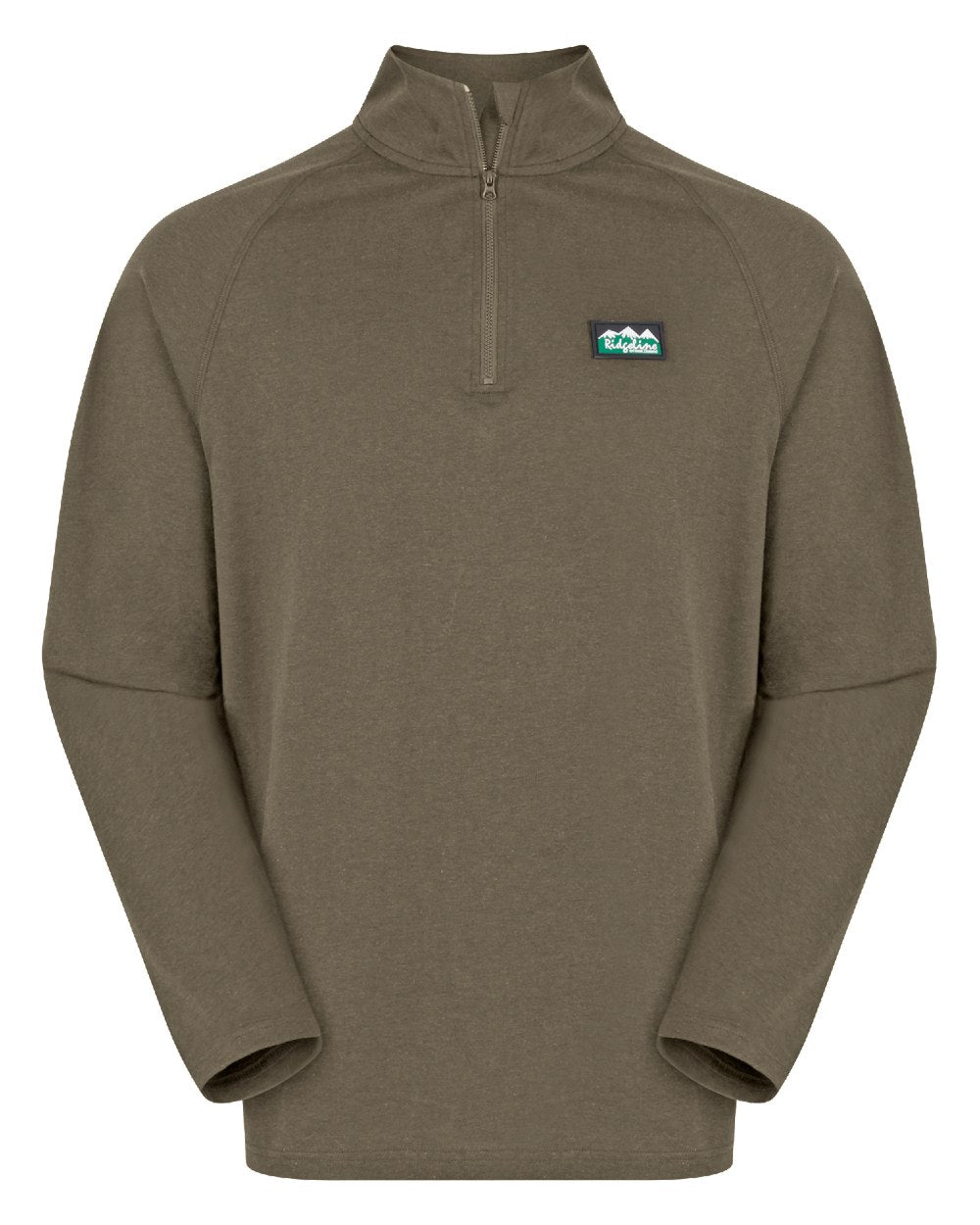 Light Bark Marl Coloured Ridgeline Mens Baseline Pull on Zip Top On A White Background #colour_light-bark-marl