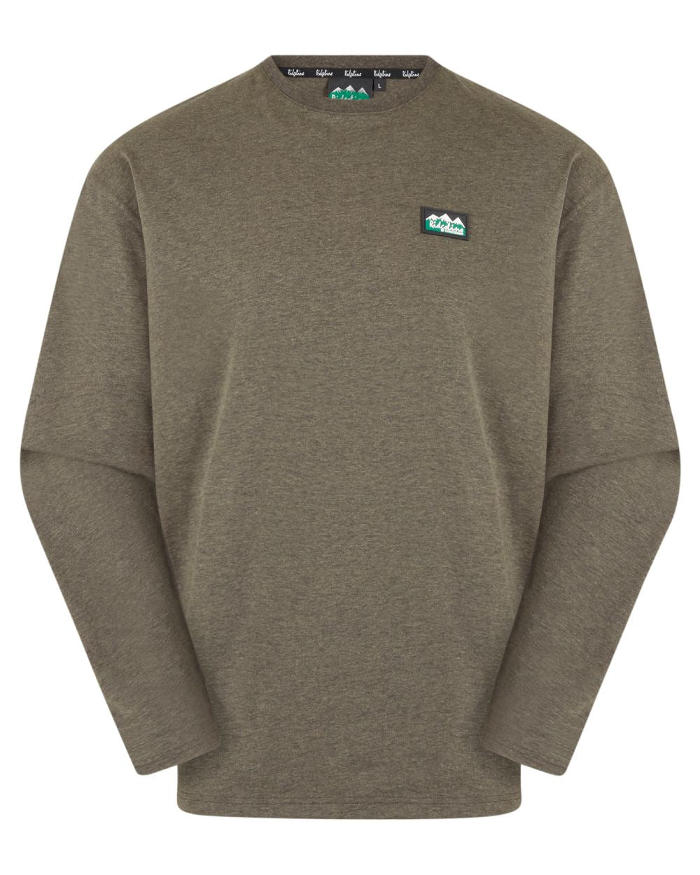Smokey Olive Marl Coloured Ridgeline Mens Baseline Top On A White Background #colour_smokey-olive-marl