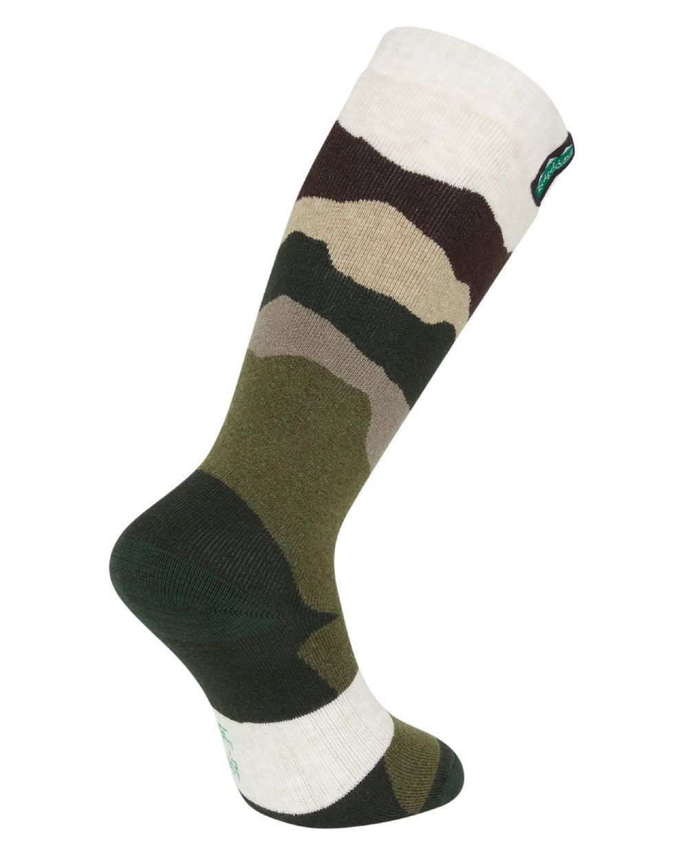 Olive Stripes Coloured Ridgeline Merino Wool Socks mid Length On A White Background #colour_olive-stripes