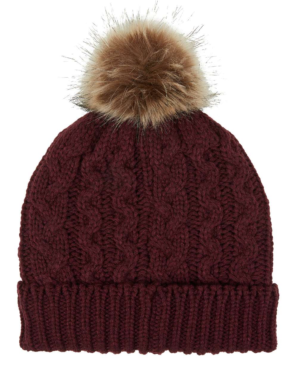 Winter Berry Coloured Ridgeline Nordic Fleck Bobble Hat On A White Background #colour_winter-berry