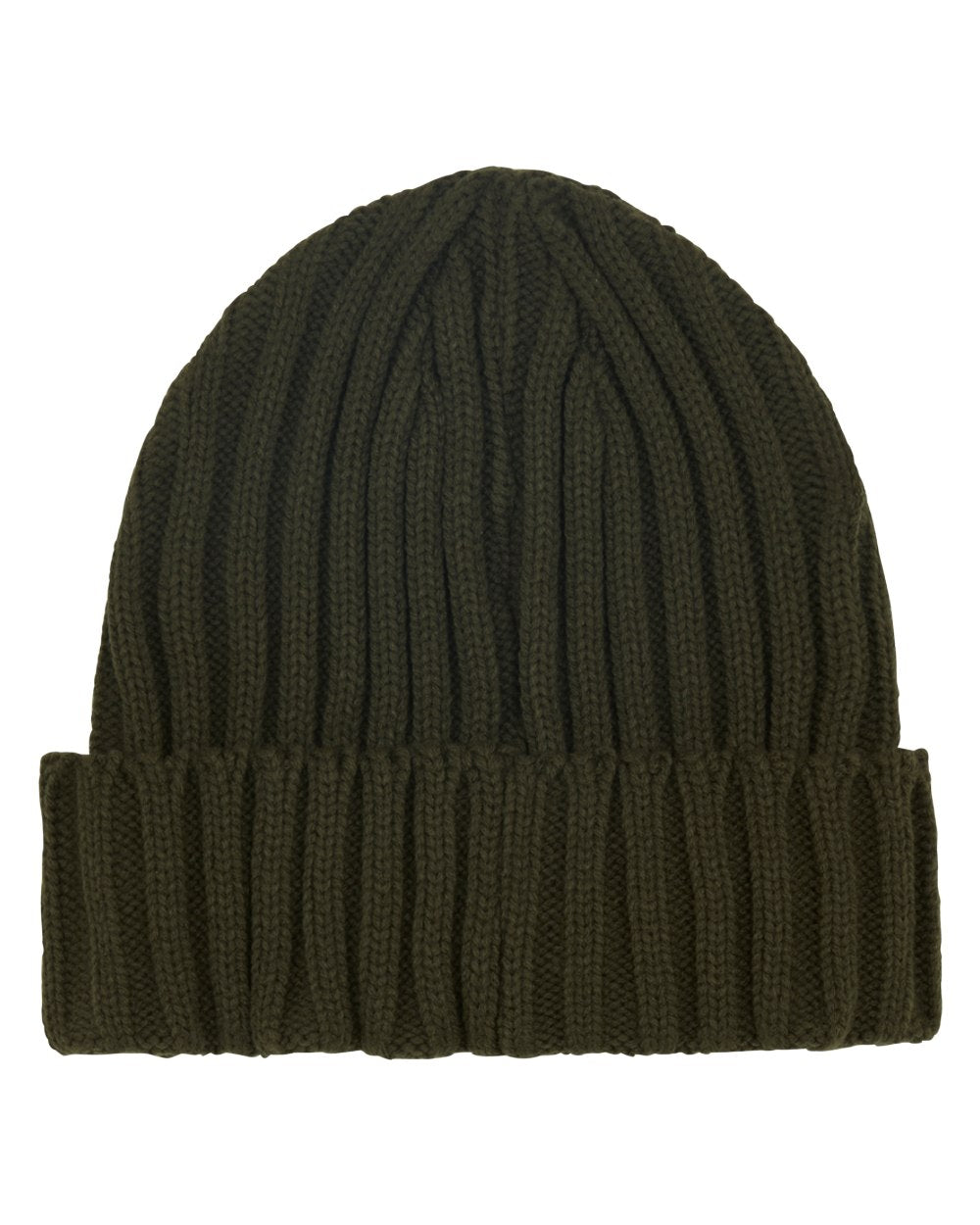 Olive Coloured Ridgeline Original Knitted Beanie On A White Background #colour_olive
