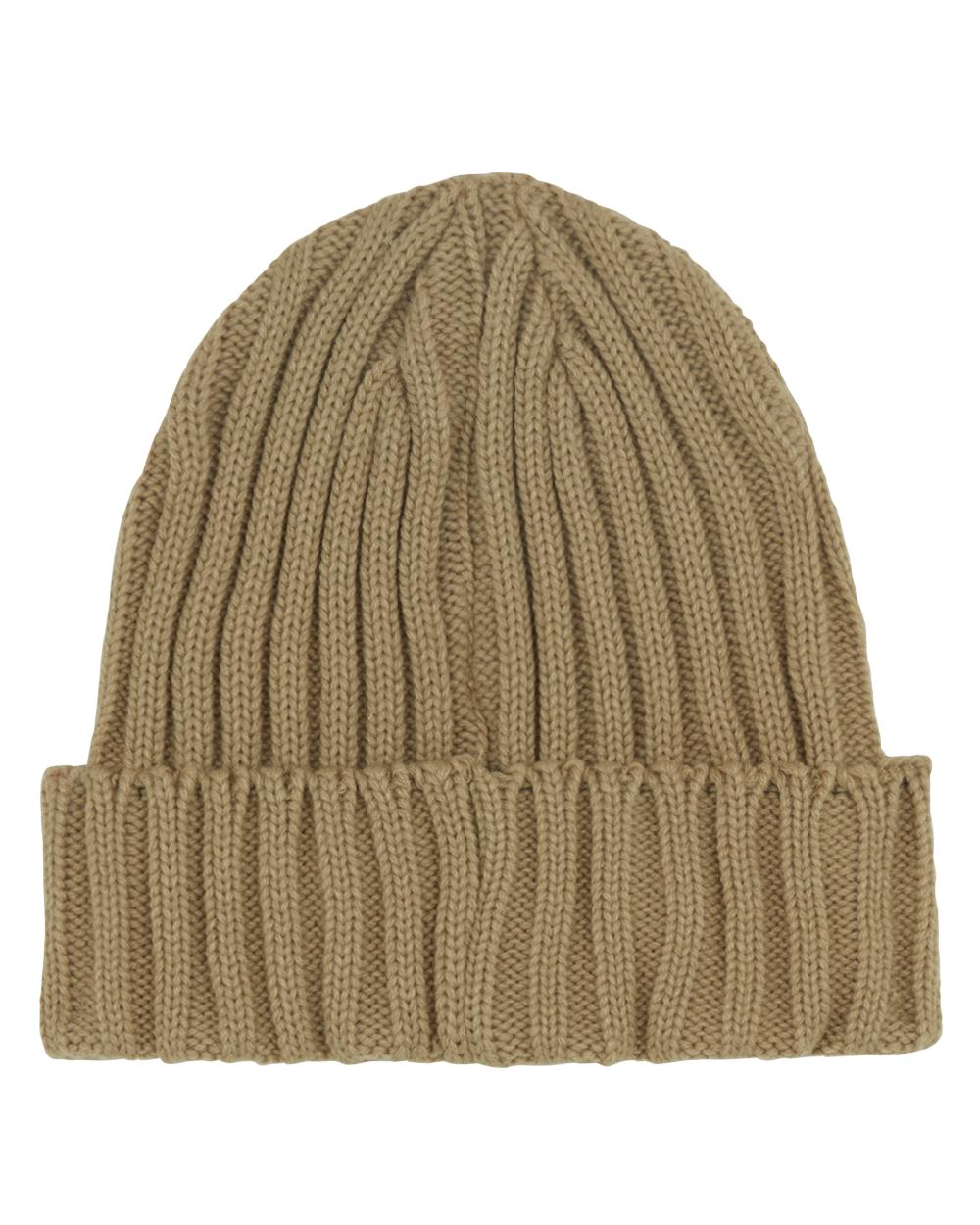 Stone Coloured Ridgeline Original Knitted Beanie On A White Background #colour_stone