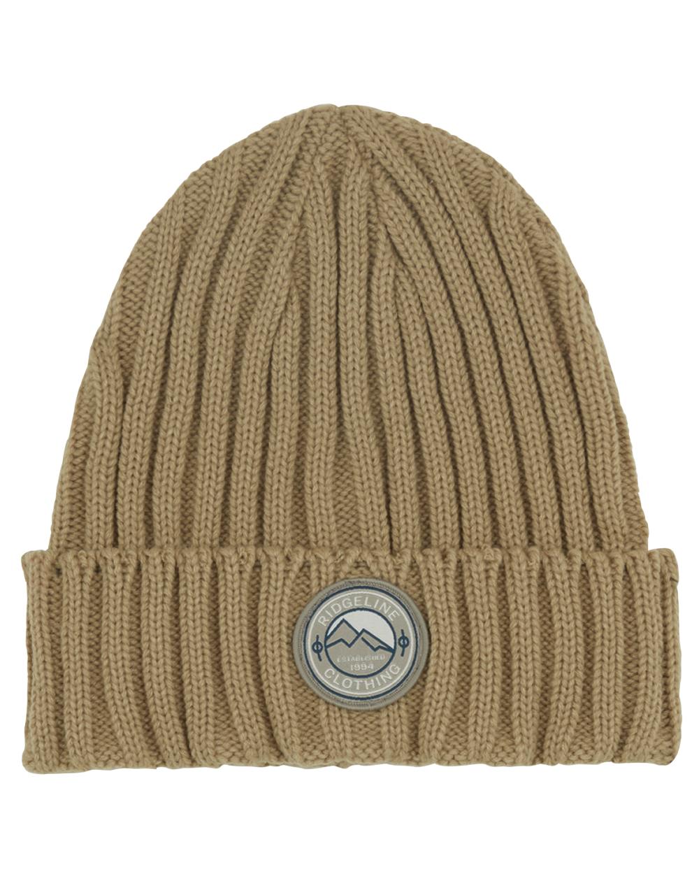 Stone Coloured Ridgeline Original Knitted Beanie On A White Background #colour_stone