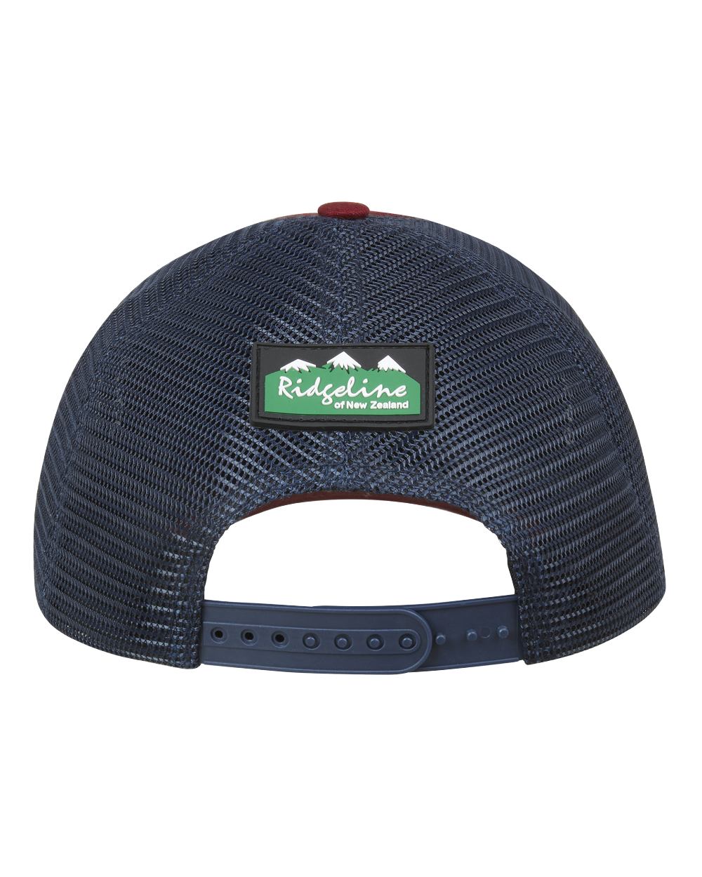 Navy Coloured Ridgeline RLNZ Trucker Cap On A White Background #colour_navy
