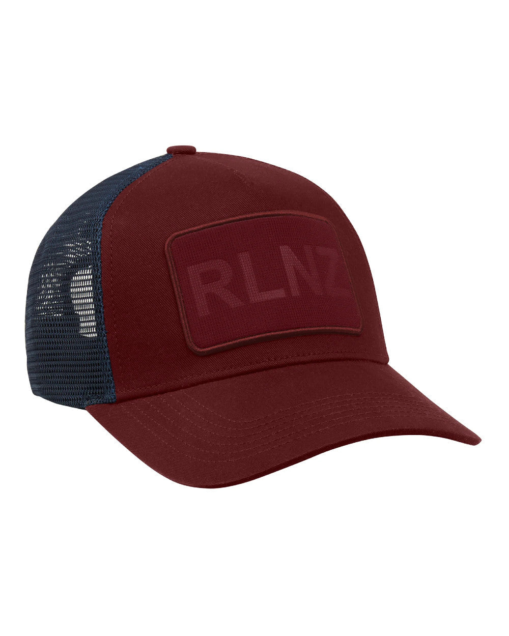 Rhubarb Coloured Ridgeline RLNZ Trucker Cap On A White Background #colour_rhubarb