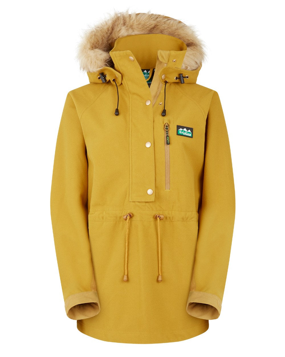 Ochre Coloured Ridgeline Womens Monsoon Nordic Smock On A White Background #colour_ochre