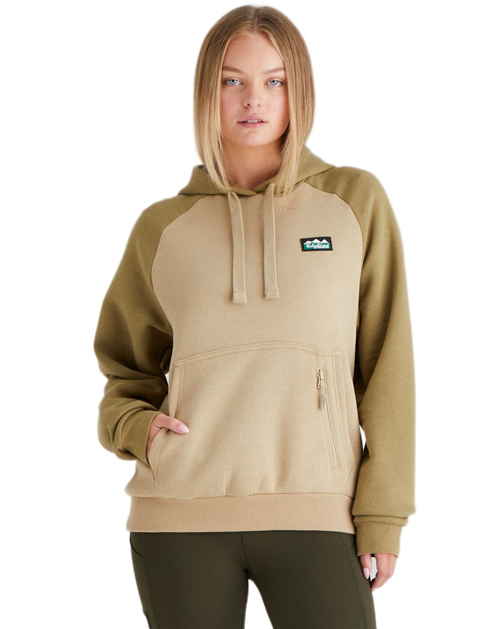 Teak Coloured Ridgeline Womens North Island Hoodie On A White Background #colour_teak