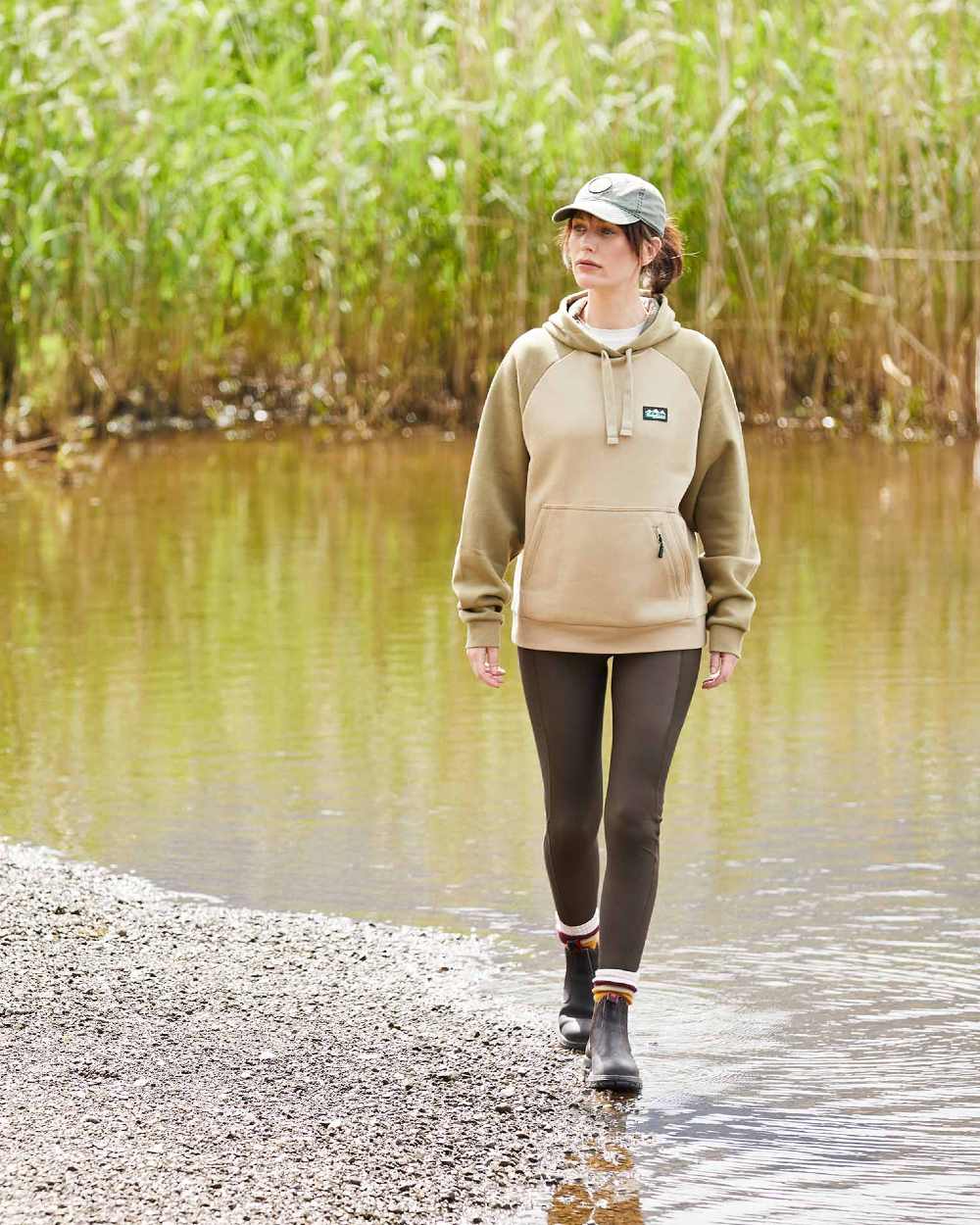 Teak Coloured Ridgeline Womens North Island Hoodie On A Forest Background #colour_teak