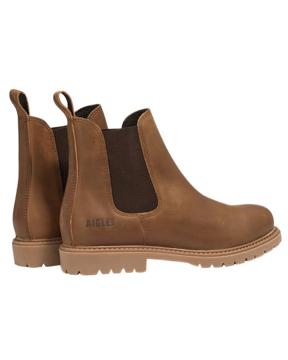 Brown Cider coloured Aigle Eperon Leather Chelsea Boots on white background #colour_brown-cider