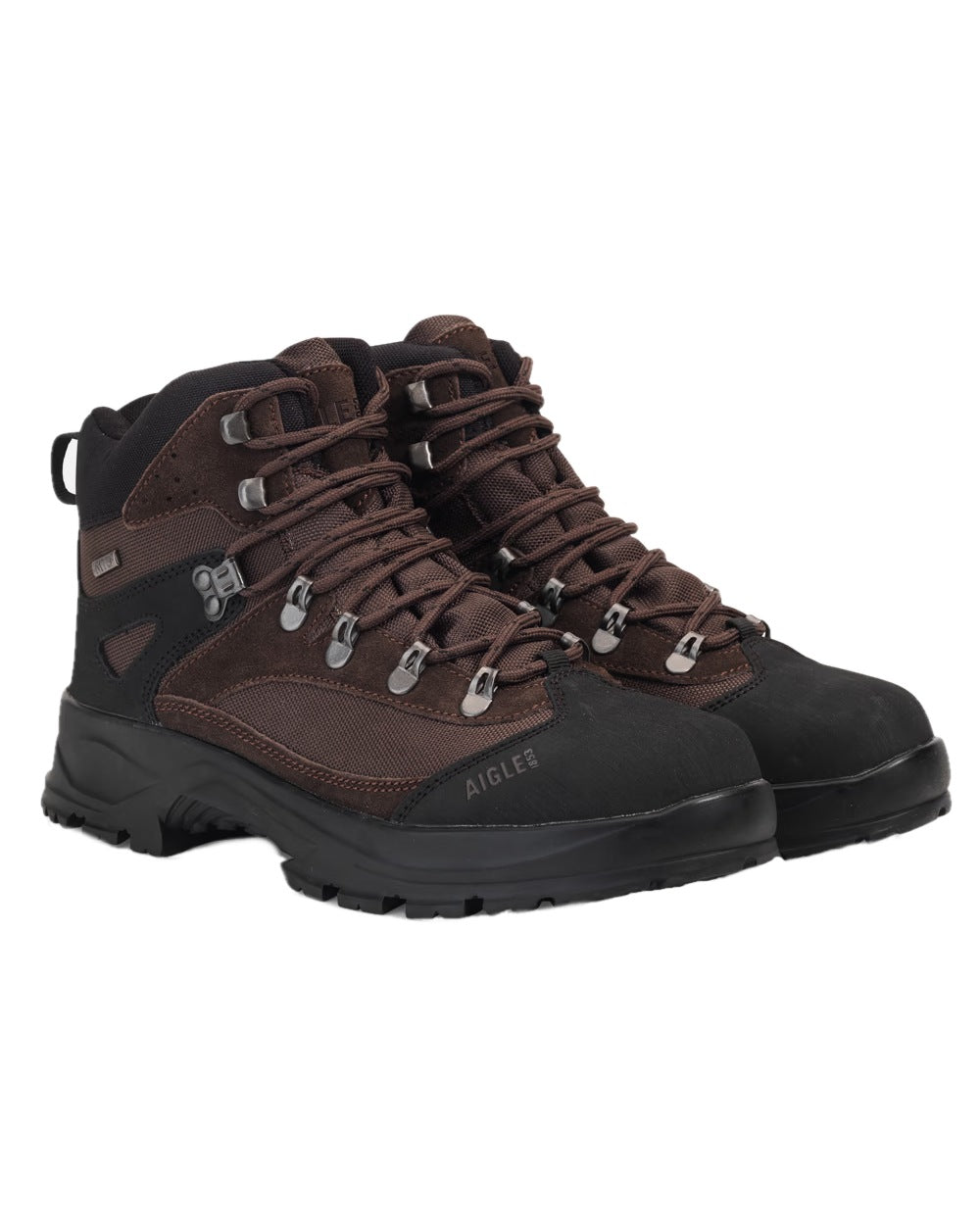 Dark Brown coloured Aigle Huntshaw 2 MTD Boots on white background #colour_dark-brown